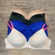 Victoria Secret Bundle 4 Bras Plunge No Wire Lined Push Up Lace Logo Multi 38 B