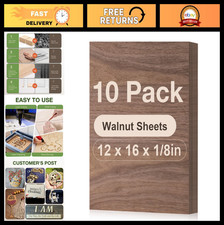 10 Pack Walnut Plywood Sheets 12x16x1/8" - 3mm Laser Cutting Thin Wood for DIY C