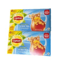 2x Lipton Family Sized Iced Black Tea Decaffeinated Tea Bags 48ct BB 05/2028