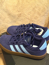 adidas VL Court 3.0 K Unisex Kids Low Top Lace Up Suede Sneakers Blue US 3