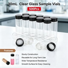 500PCS 30ml Clear Glass Vials with Leak-Proof Caps,Perfect for Liquid Storage
