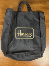 Harrods Knightsbridge Navy Nylon Tote Bag Classic Zipper Pocket 2000