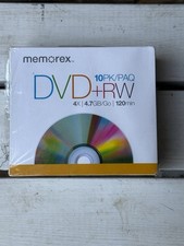 MEMOREX 10-pack DVD RW Discs w/ slim jewel cases 4X, 4.7 GB, 120 min NEW