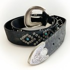 Black Genuine Leather Grommet Turquoise Cowgirl Rockstar Belt Size XL Western — photo 4