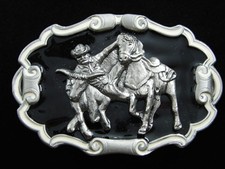 RF05160 NOS VINTAGE 1987 BULL DOGGING RODEO WESTERN COWBOY BELT BUCKLE
