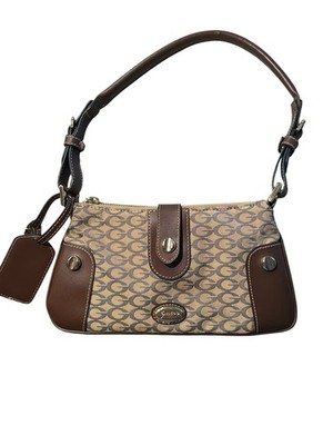 Y2K Guess Mini Shoulder Purse Monogram Print Gold Hardware Studded Chic Designer