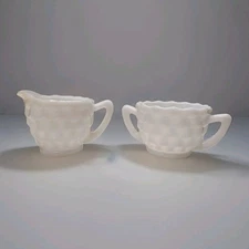 Vintage Milk Glass Cream And Sugar Set
