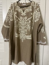 Khaadi Embroidered  Dye printed flared kurta with scalloped sleeves 2Pc Sz 14