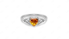 18K White Gold Heart Citrine Ring Fine Jewellery for engagement