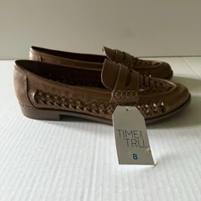 Time and Tru Women's Woven Brown Loafers Size 8 Slip On New 