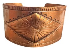 Vintage Solid Copper Wide Cuff Bracelet Southwestern Style 6" EUC