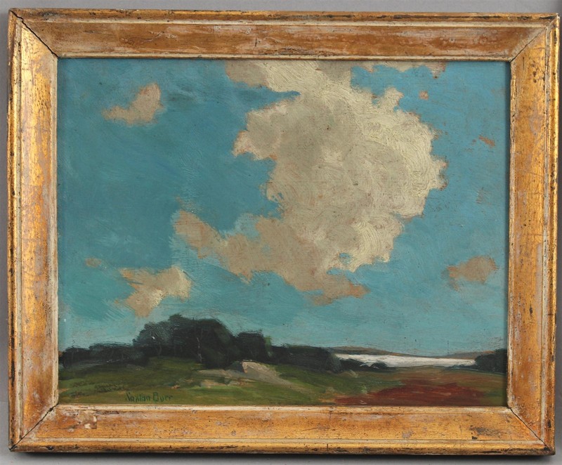 Small Antique Signed HAROLD SAXTON BURR Old Lyme CT Landscape Oil Painting NR