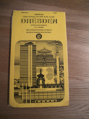 DDR Stadtplan Dresden 1:20 000 VEB Landkartenverlag Berlin - 1970