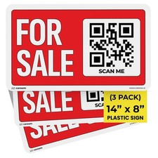 3 PCS 148 For Sale Car Sign QROnly Weatherproof PVC Plastic App Included