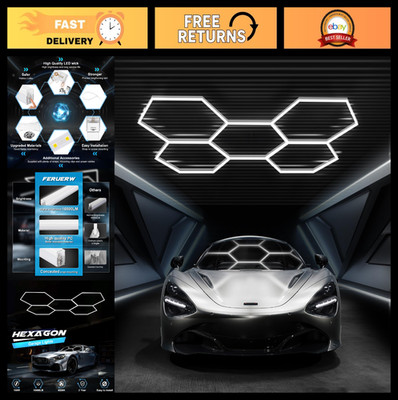 High Brightness 168W Hexagon LED Garage Lights 6500K 18480 Lumens Honeycomb Desi
