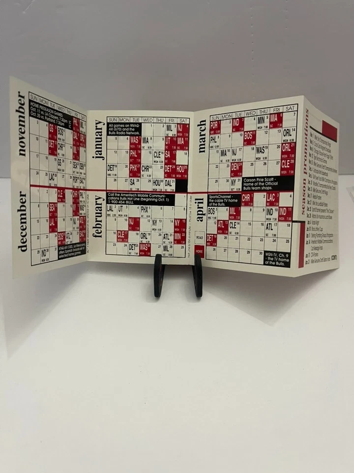 Schedule Basketball Chicago Bulls - 1991 1992 - Miller Draft Michael Jordan - Image 4 of 4