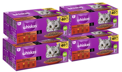 160x85g Whiskas Katzenfutter Nassfutter Klassische Auswahl in Sauce