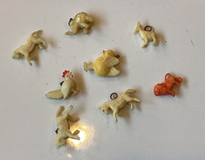Vintage 1940  s Lot of 8 Celluloid Cracker Jack Animals Toy Charm Premium Prize