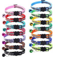14 Pack Breakaway Cat Collar with Bell, Reflective Kitten Collar for Girl Boy Ca