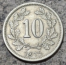 AUSTRIAN EMPIRE / TEN (10) HELLER COIN 1915 (EMPEROR FRANZ JOSEPH I / WARTIME)