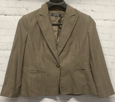 Kasper Petite 14P Blazer Women's Jacket Suit Separate Brown Taupe