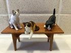 Dollhouse Miniature Lot of 3 Ceramic Cats Tuxedo Tabby Calico 1:12