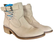 Coolway Ivory Nubuck Leather Strappy Ankle Boots Booties Buckles Women's 6.5 /37