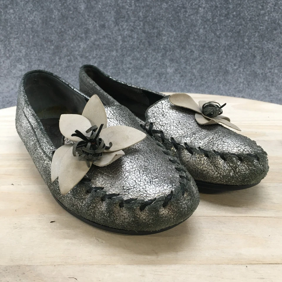 Sapatos femininos Indigo by Clarks 9 M slip on couro cinza casual sem palmilhas - Imagem 3 de 4