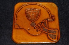 Las Vegas Raiders Hand Embossed Leather Coasters Set of 4 