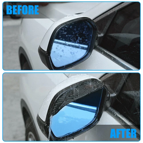 2PCS Carbon Fiber Black Mirror Rain Visor Guard For Car Auto Accessories - Bild 4 von 11