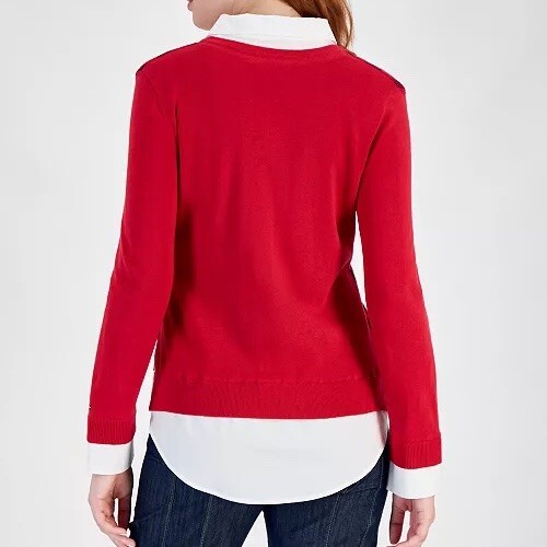 Tommy HilfigerWomen's Diamond Argyle Two-Piece Sweater - Size Large - Picture 2 of 3