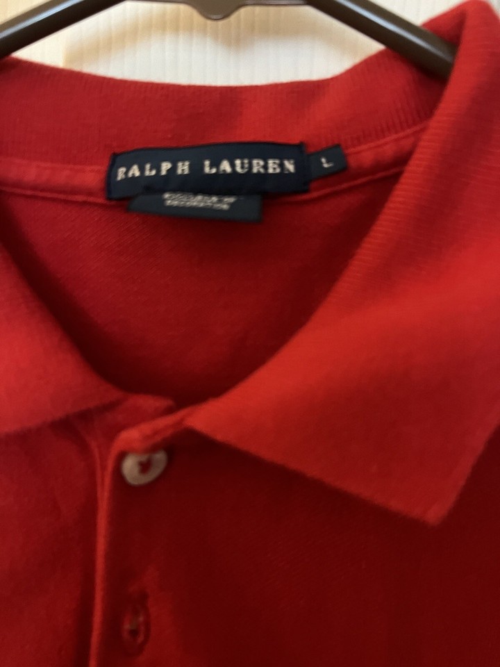 RALPH LAUREN RED EMBROIDERED COLLARED POLO DRESS SIZE S 8 10