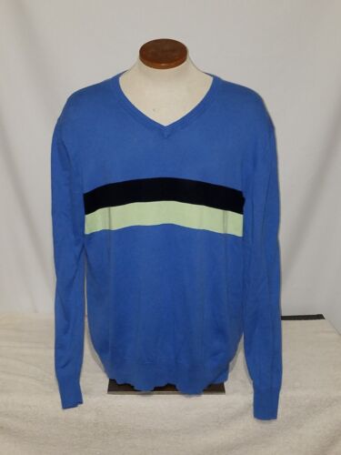 Gap Mens Size X-Large sweater Striped Long Sleeve Casual Shirt Cotton V-Neck