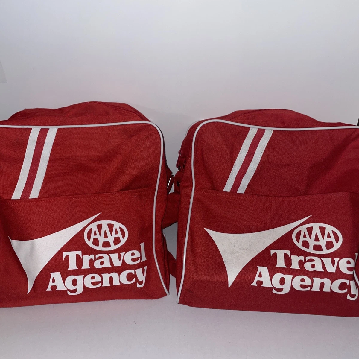 Two Triple A Red Carry On Shoulder Bag Motor Club Travel Vintage