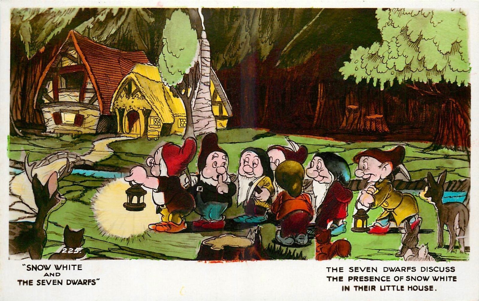 1939 Disney Snow White Seven Dwarfs Valentine's Postcard 24-12318