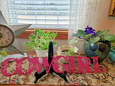  Metal COWGIRL Pink Outdoor/Indoor Wall Hanging Decor 23 x 4'' Hobby Lobby sale