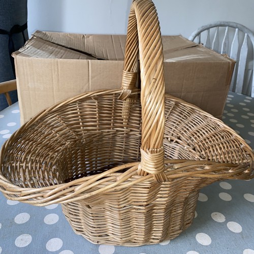 Vintage Wicker Flower Basket eBay