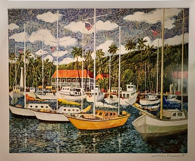 #ad #ad Guy Buffet Hand Signed Lahaina Harbor Poster Hawaii $400.00