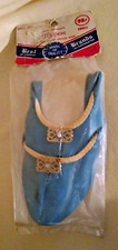 SLIPPERS VINTAGE LEATHERETTE NOS BLUE RHINESTONES GOLD TRIM BEST AMERICA BRANDS.