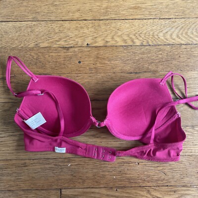 Hollister Gilly Hicks Super Push Em Up Plunge Bra 34B magenta pink