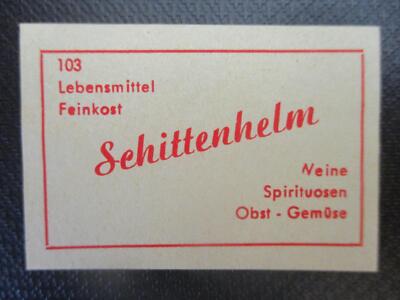 (14008) Reklame / Streichholzetikett Lebensmittel Schittenhelm