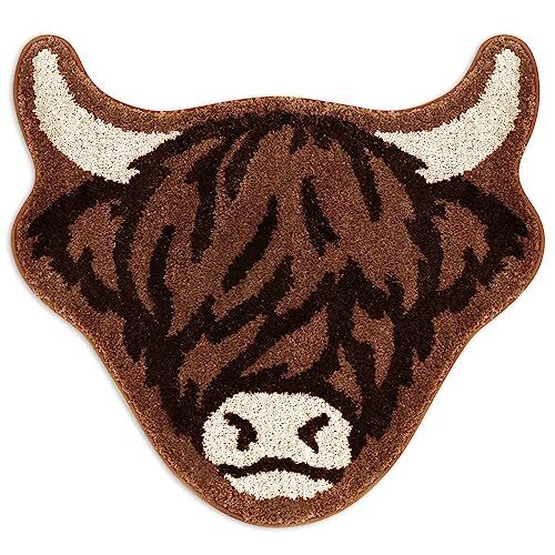 Highland Cattle Tufted Rug Bath Mat Scottish Long Horn Fluffy Cow