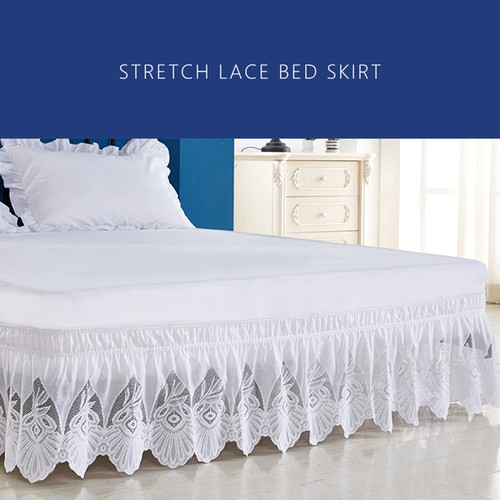 Gonna letto uncinetto pizzo volant fascia elastica copriletto matrimoniale completo queen easy on - Foto 8 di 16