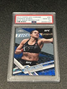 2017 Topps UFC Chrome AMANDA NUNES Blue Wave REFRACTOR PSA 10 GEM MINT /75 