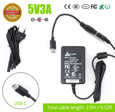 DC Power Supply Adapter Raspberry Pi 4 4B 400 5V 3A 15W USB Type C Long Cable 3m