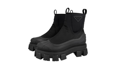 PRADA MONOLITH BOOTS SCHUHE 2UE029 SCHWARZ NYLON/NEOPRENE NEU