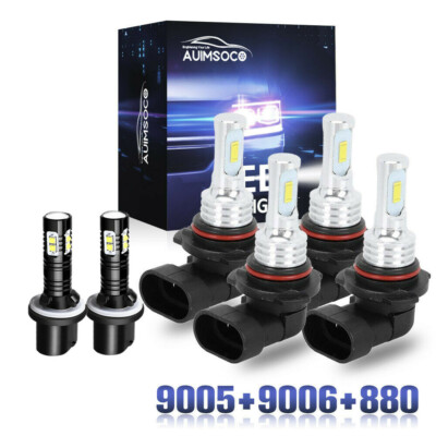 For GMC Yukon Denali 2000-2006 LED Headlights Fog Lights Car Bulbs 9005 9006 880