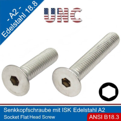 Senkkopfschraube mit Innensechskant  3/8-16 UNC Edelstahl A2 | 304,