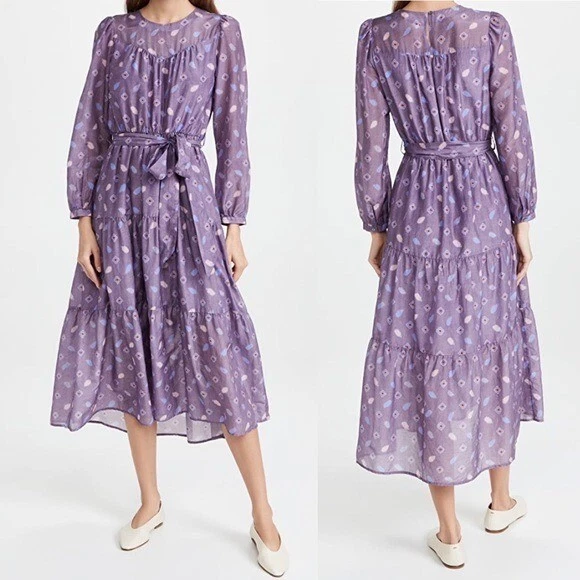 Vestido XÍRENA Misty Midi en Pluma Púrpura Talla Mediana Foto 2 de 4