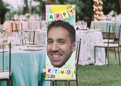 Birthday Face Banner Decoration Sign Custom Personalised Personalized 18th 21st